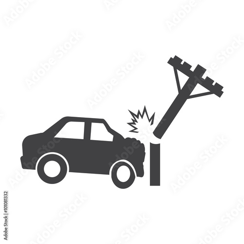 car crash pole black simple icon on white background for web