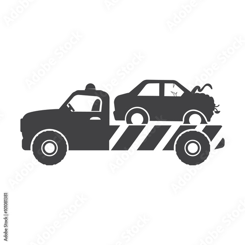 tow truck black simple icon on white background for web