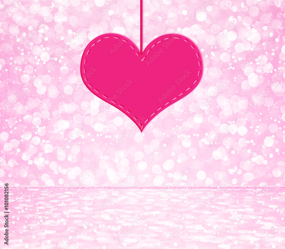 white pink glitter bokeh abstract background with heart