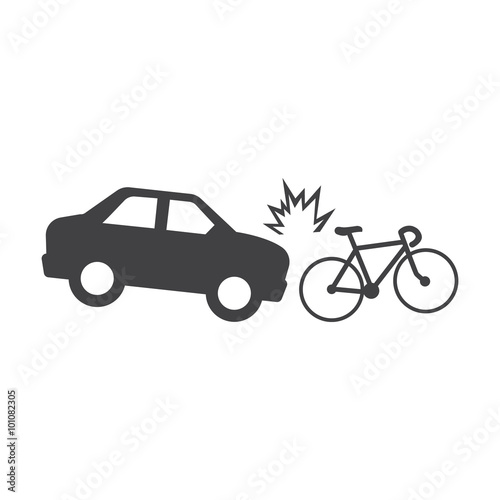 car crash bicycle black simple icons set for web