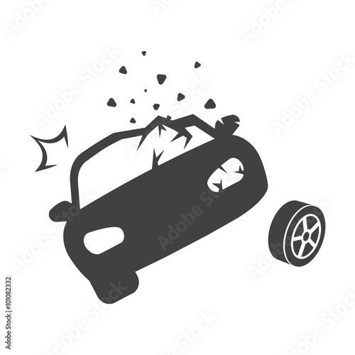 car crash black simple icons set for web photo