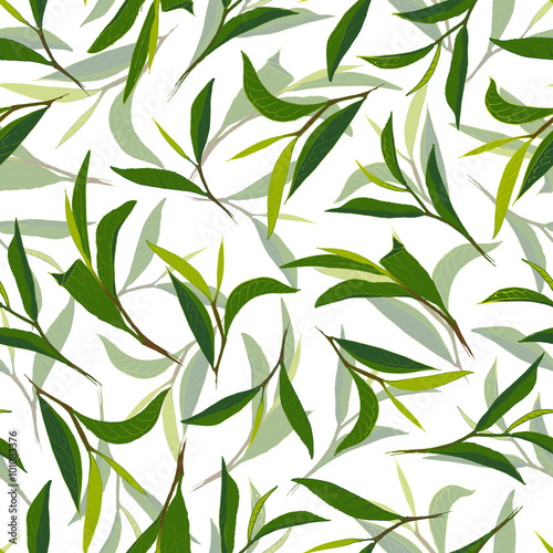 Pure tea in two layers. Hand drawn seamless pattern
