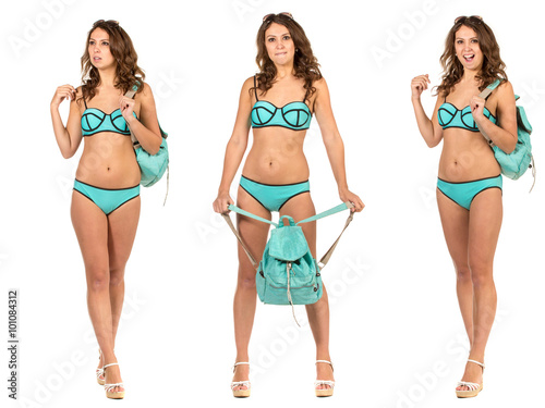 Vacation and travel concept, woman in swimming dress