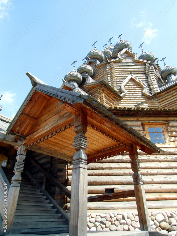 Obraz premium Kirche Holz Dorf Russland Sankt Petersburg Architektur traditionell Tradition