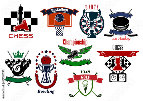 Sport games emblems and symbols for t-shirt design