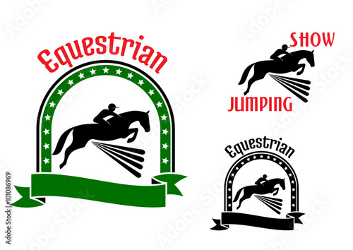 Equestrian sport symbols with jumping horses