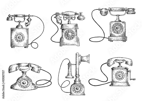 Rotary dial and candlestick phones sketches