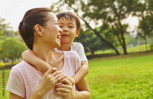Asian mom with son