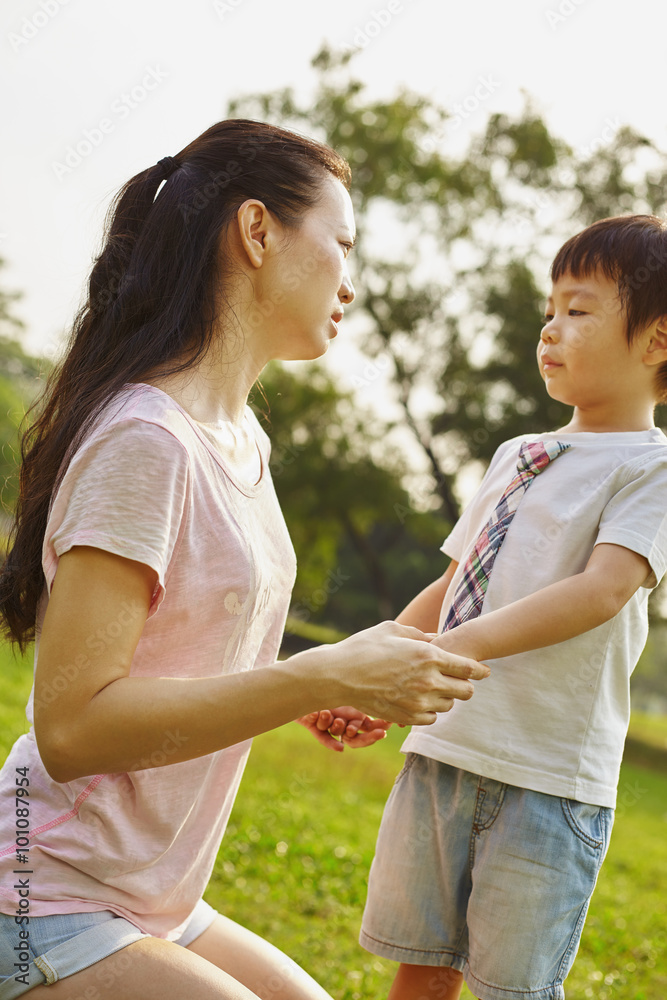 Fototapeta premium Asian mom with son