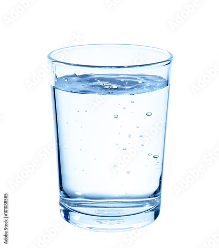 Glass with water on white background.