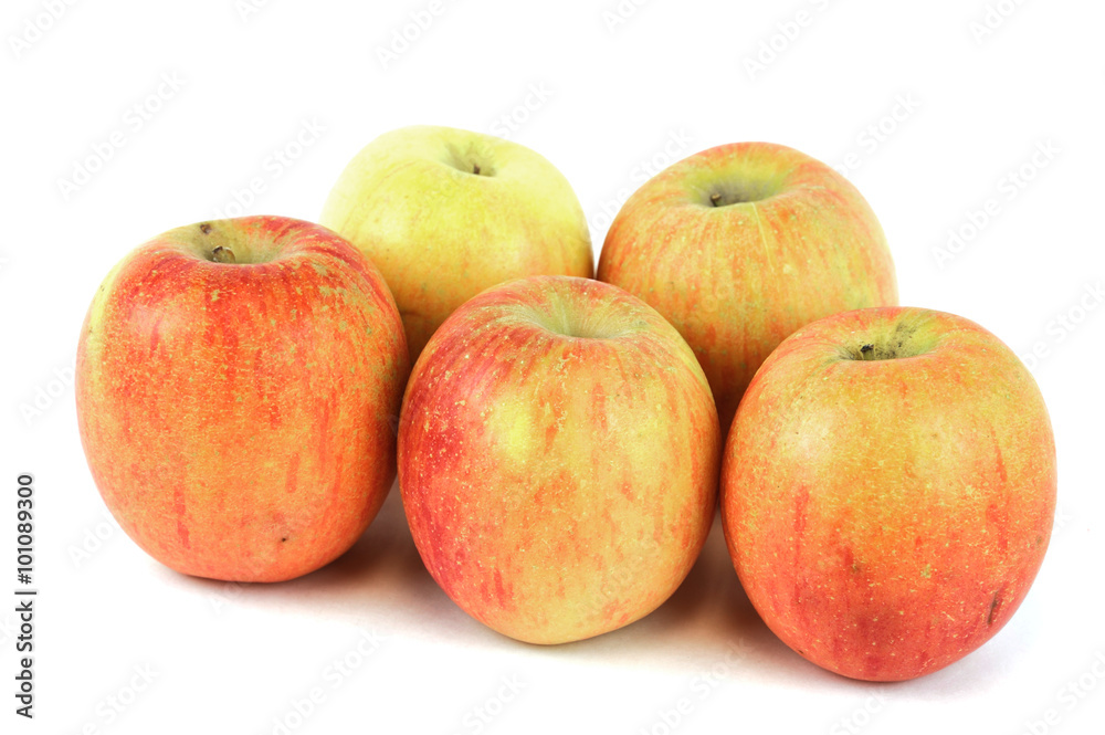 organic fuji apples on white background