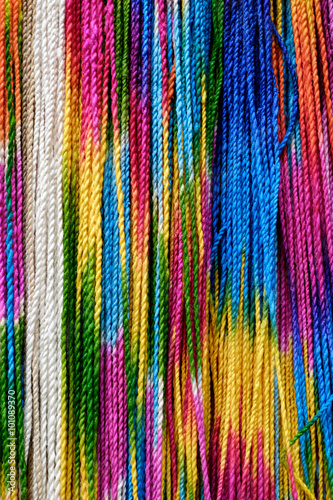 Close up of Rainbow thread texture for background