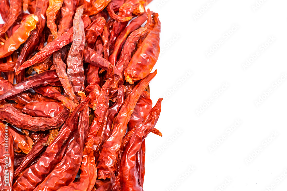 Dried red hot peppers isolated on white background Dried red hot peppers isolated on white background