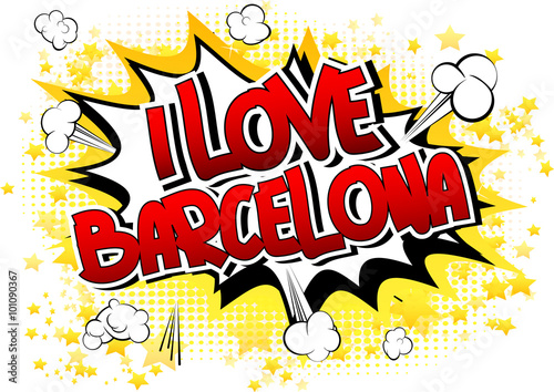 I Love Barcelona - Comic book style word.