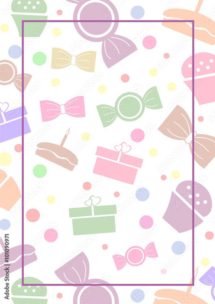 Vector blank for letter or greeting card. White paper form with colorful gifts; sweets; lines and border. A4 format size. Vector blank for letter or greeting card. White paper form with colorful gifts; sweets; lines and border. A4 format size.