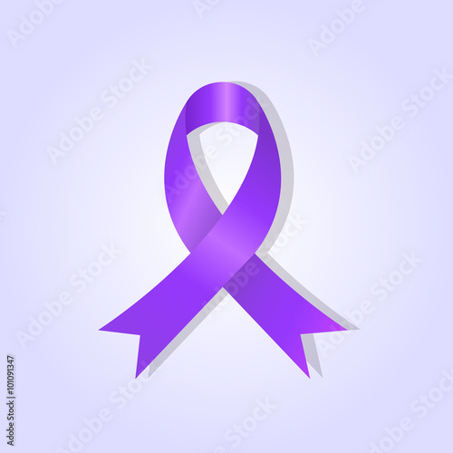Purple awareness ribbon on purple glow background