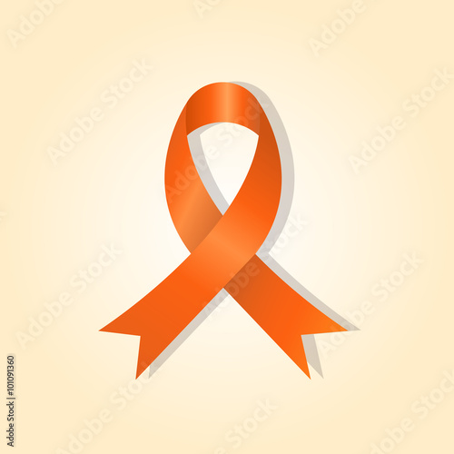 Orange awareness ribbon on orange glow background