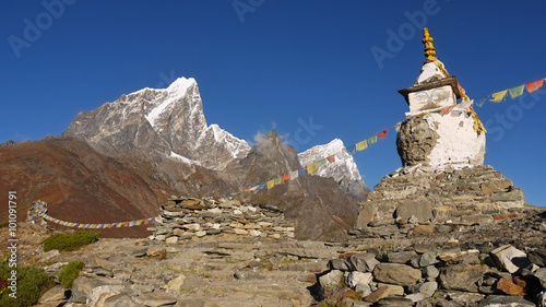 Himalaya Mountains and the Buddhist stupa