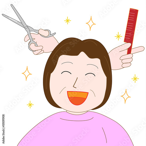 ヘアーサロンでおしゃれする高齢者
