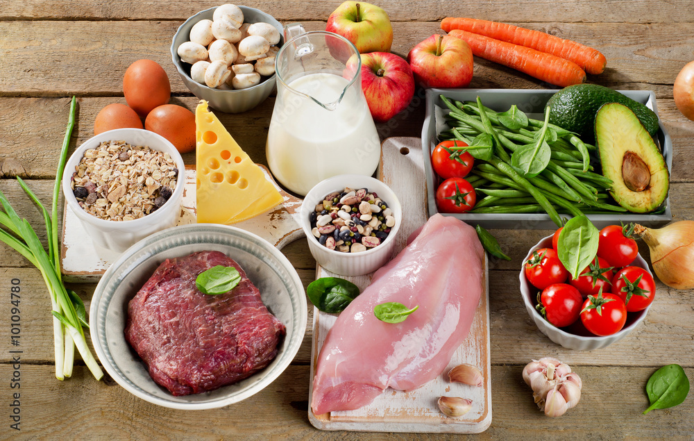 Assortment of Fresh Vegetables and Meats for Healthy Diet Assortment of Fresh Vegetables and Meats for Healthy Diet
