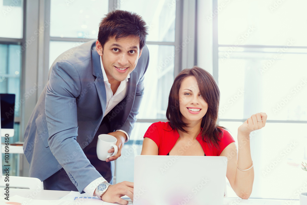 Two young business collegue in office Two young business collegue in office