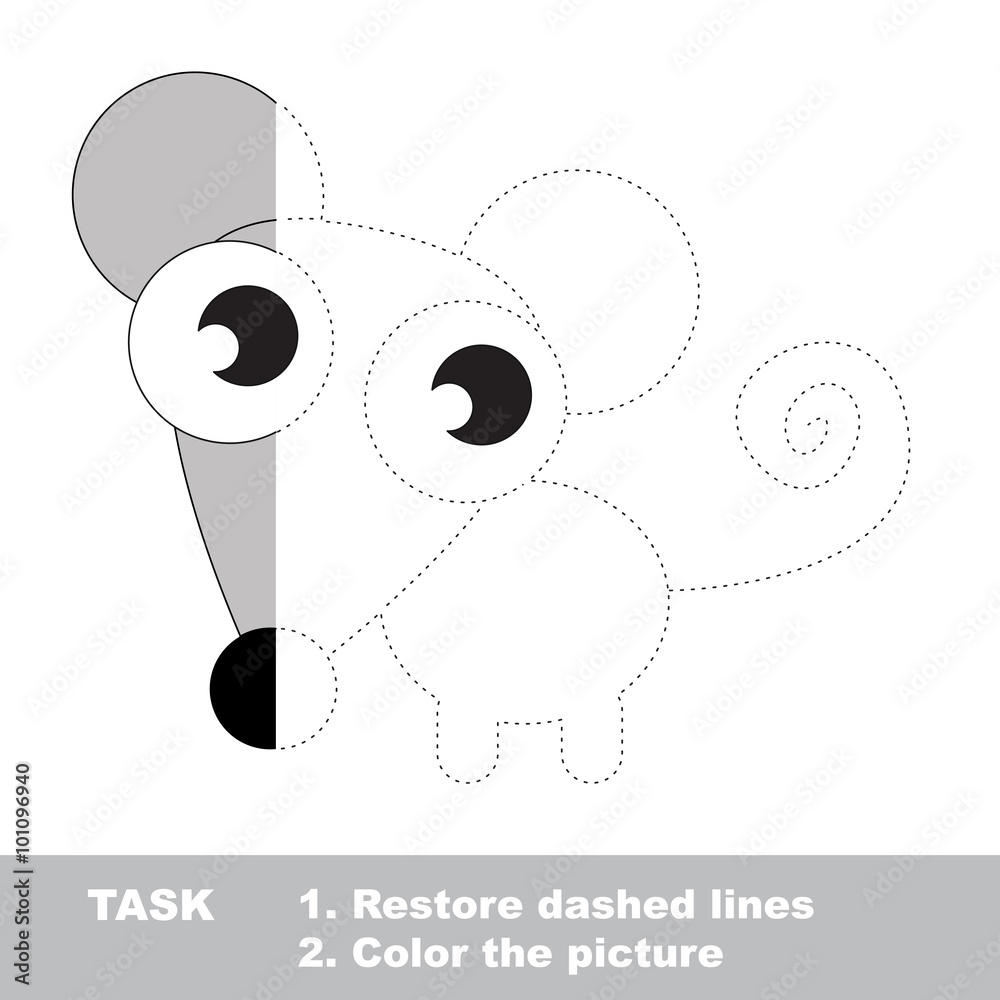 Obraz premium Mouse to be colored. Vector trace game. 