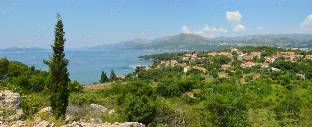 View from the Croatian Island of Kolocep one of the Elafti islands, picture taken from above the little harbour town  of  Donje Celo.