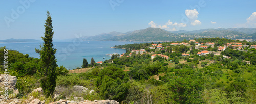 View from the Croatian Island of Kolocep one of the Elafti islands, picture taken from above the little harbour town of Donje Celo.