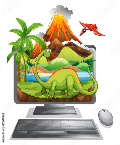 Dinosaur on computer screen
