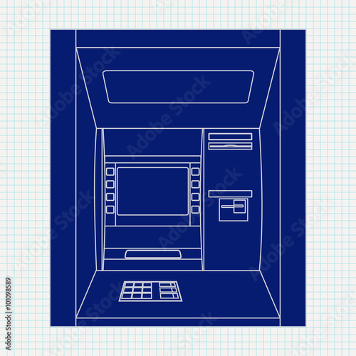 ATM. Bank machine. Automated Teller Machine. illustration on Not