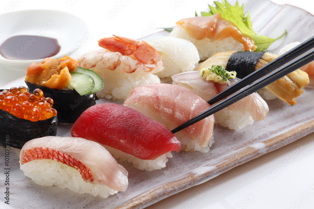 Japanese seafood sushi /many tasty fresh japanese sushi with tuna, caviar and shrimp Japanese seafood sushi /many tasty fresh japanese sushi with tuna, caviar and shrimp