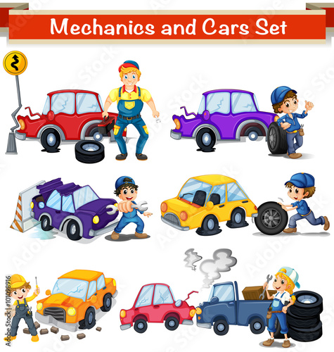 Mechanics and cars set