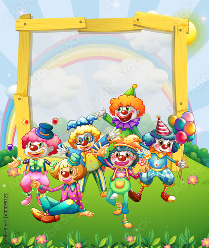 Border design with many clowns
