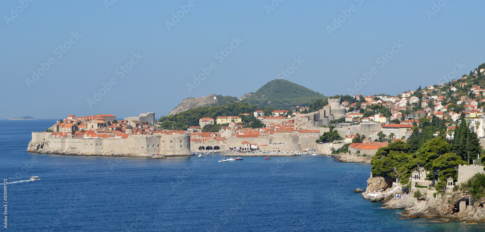 Dubrovnik old town city wall port and fortresses.