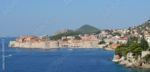 Fototapeta Naklejka Na Ścianę i Meble -  Dubrovnik old town city wall port and fortresses.