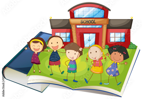 Books and children at the school