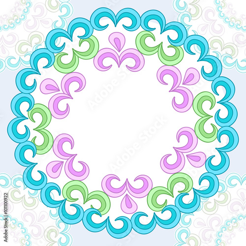 Vector seamless pattern with bright floral ornament. Vintage design element in Eastern style. 