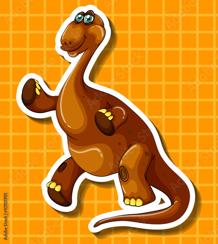 Brown dinosaur on yellow background