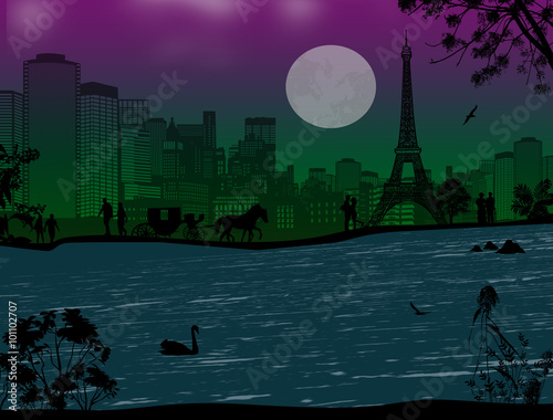 Eiffel Tower and Seine river