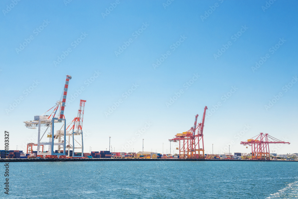 cargo port with cranes