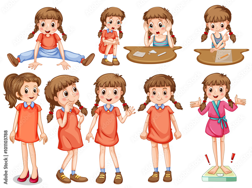 Little girl in different actions Little girl in different actions