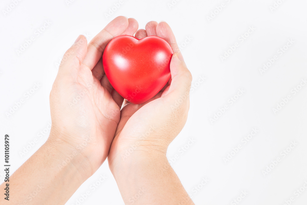 Man's hand handle with heart, love