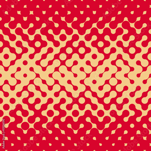 Vector Seamless Rounded Halftone Gradient Irregular Retro Grungy Red  Tan Pattern