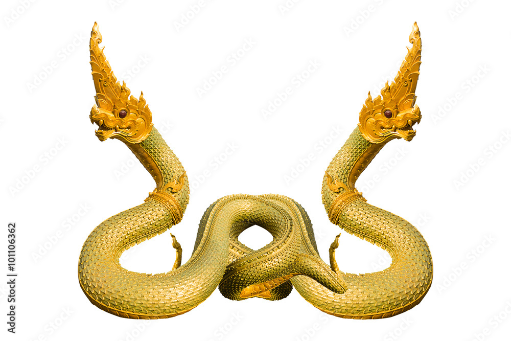 Fototapeta premium Naga Thai statue isolate on white background