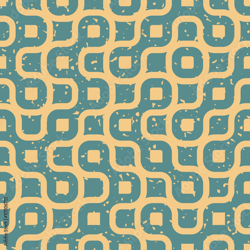 Vector Seamless Wavy Lines Irregular Retro Grungy Blue Tan Pattern