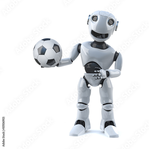 3d Robot is ready to play football