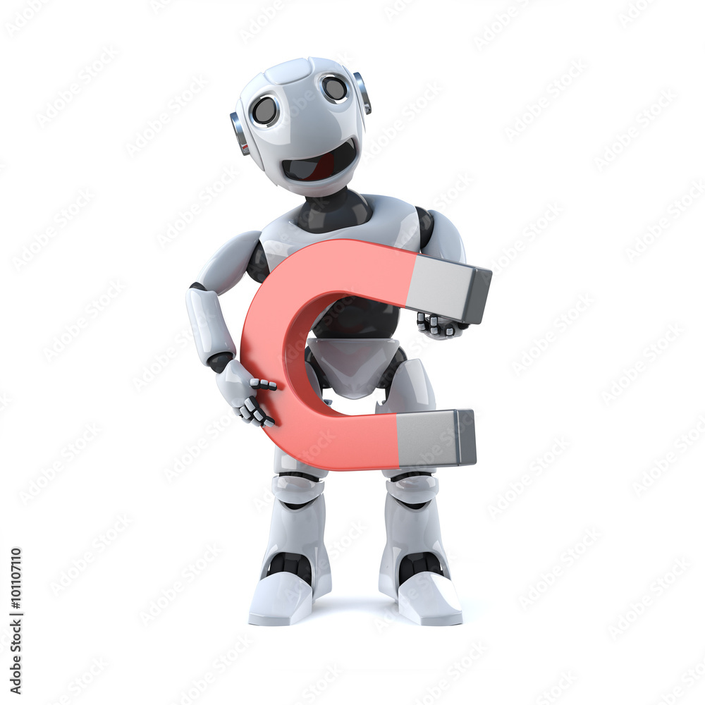 3d Robot has a big magnet 3d Robot has a big magnet