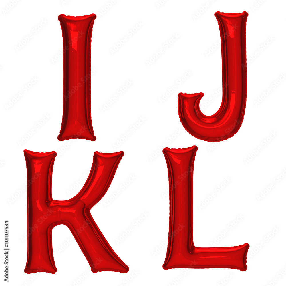 Red alphabet foil balloon set with clipping path Red alphabet foil balloon set with clipping path