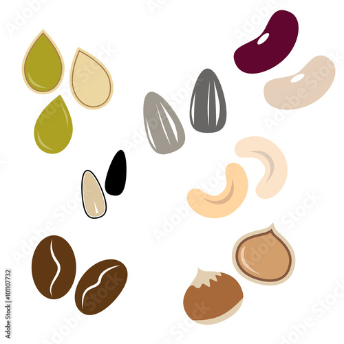 Vector seed icon set isolated on white. 