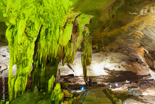 Fototapeta Naklejka Na Ścianę i Meble -  Stalactite rock formations in Lawa Cave. Kanchanaburi province, Thailand